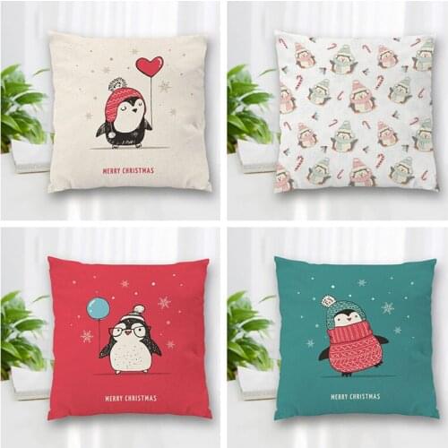Custom Square Pillowcase Cartoon Penguin Soft Pillow Cover Zippered More Size Two Sides DIY gift Pillowcase 35x35cm 60x60cm