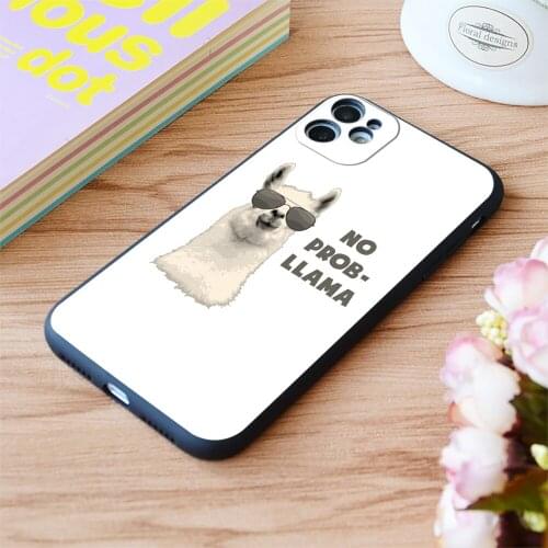 For iPhone No Problem Llama Print Soft Matt Apple iPhone Case 6 7 8 11 12 Plus Pro X XR XS MAX SE