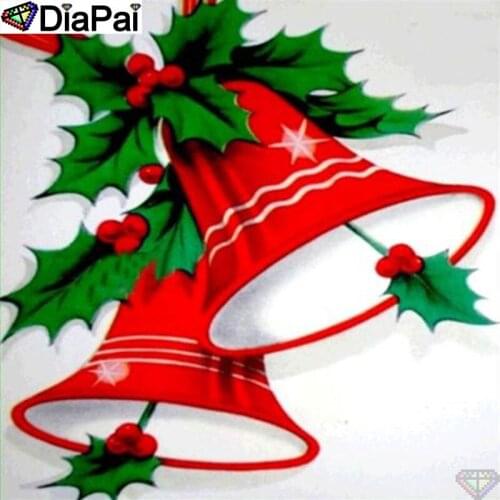 DIAPAI Full Diamond "Christmas bell" DIY 5D Diamond Painting Cross Stitch Home Decor Picture Of Rhinestone Handmade A26798