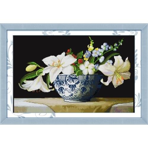 Perfume lily cross stitch kit flower 18ct 14ct 11ct count printed canvas stitching embroidery DIY handmade needlework