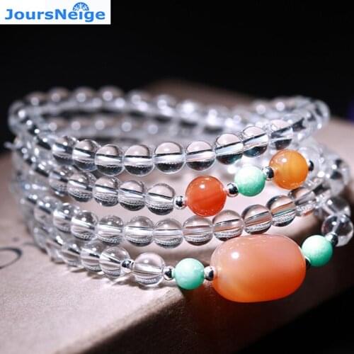 JoursNeige Natural Original White Crystal Clear Money Bag Pendant Bracelets for Women Girls Multiplelayers Bracelet Jewelry