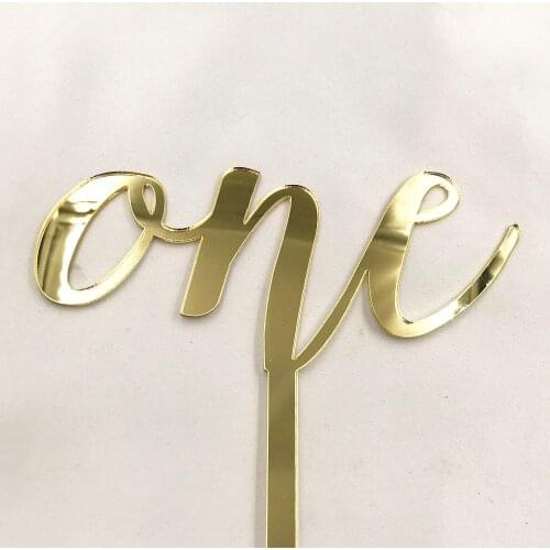 One Cake Topper, One Gold wood Cake Topper, One Year Old Birthday, First Birthday baby shower, Custom Laser Cut Cake Topper