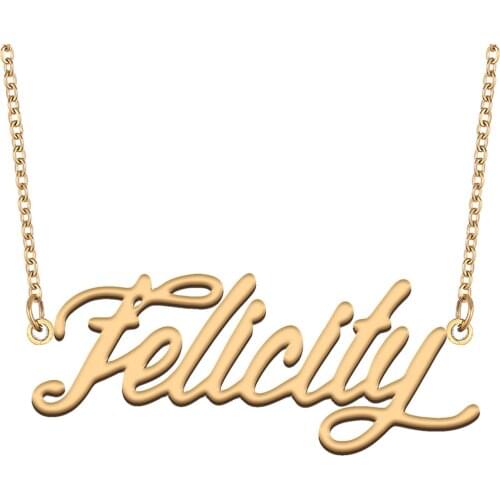 Felicity Name Necklace for Women Stainless Steel Jewelry 18k Gold Plated Nameplate Pendant Femme Mother Girlfriend Gift