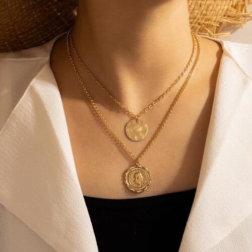 Tocona Bohemian Gold Color Geometric Pendant Neckalce for Women Alloy Metal Chain Choker Party Jewelry Accessories 13708