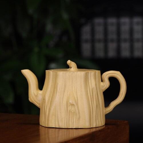 Sand Pot Original Mine Famous Family All Hand-made Tree Pile Teapot Golden Section Tree Pile Pot Tea Set One Substitute
