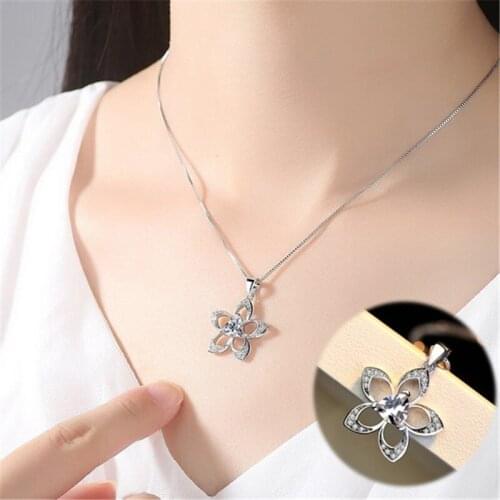 Popular Flower Necklace Pendant Jewellery Chain Crystal Gift Womens