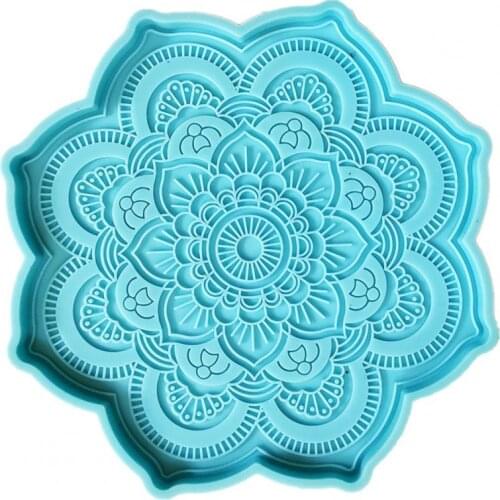 Practical Coaster Mold Easy to Release Non-stick Round Tray Cup Mat Blue Casting Silicone Mould for DIY Cup Mats Blue 3 Sizes