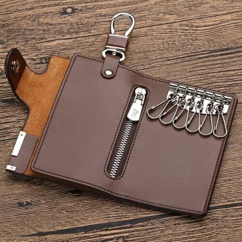 Car Key Wallet Luxury Brand Men with Hasp Genuine Leather Business Interior Coin Pocket Zipper Male Gift Design Slim Purse 2020