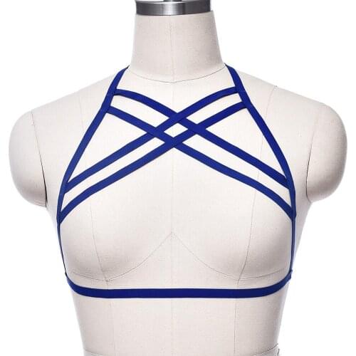 Pastel Goth Sexy Harness Bondage Lingerie Elastic Adjustable Pole Dance Rave Body Harness Bra Punk Crop Top Body Cage