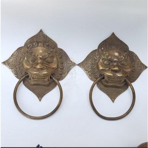 SUIRONG---2017 514+++The store sells copper lion knocker metal craft ancient door decoration house defends home auspicious ornam