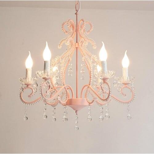 Wedding deco Pink crystal Chandeliers Modern led Crystal Lamp European Girl Bedroom Children Room chandelier kids hanging lamps