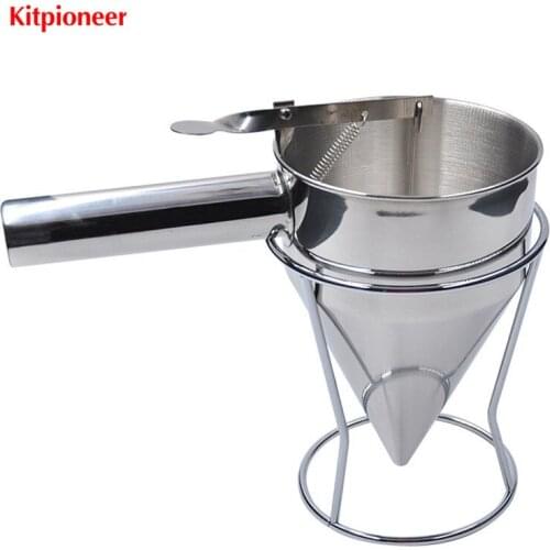 Stainless Steel Funnel Batter Dispenser Pancake Cupcake Waffle Tool Taiyaki Helper With Stand Shelf
