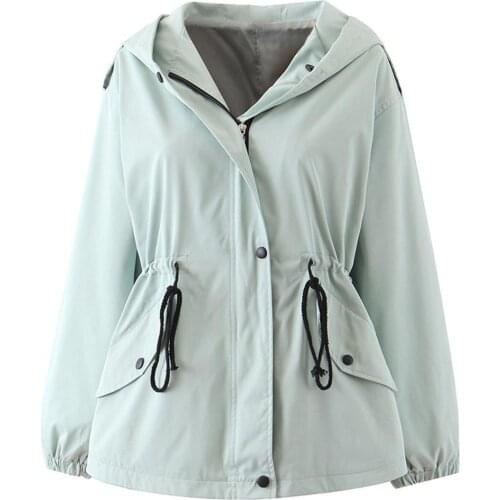 Womens Slim Fit Hoodie Jackets Zipper Closure Windbreaker Overcoat with Drawstring