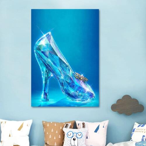 Cinderella Girls dream Crystal Shoes digital paint by numbers The Little Glass Slipper diy digital painting coloring by numbers