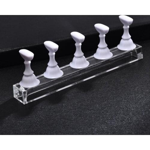 1Set Magnetic False Nail Tips Practice Trainning Display Stand Holder Base Alloy Crystal Nail Art Polish Display Manicure Tools