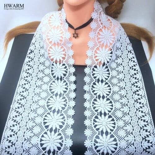 2yard 16.5cm lace fabric ribbon trim DIY clothes sewing wedding decoration white water-soluble hollow milk silk embroidery laces