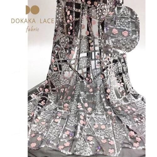 2019 High Quality Sequins And Beads Tulle Fabrics New French Indian Sequined Beaded Mesh Laces For Classical Party Dress Sewing