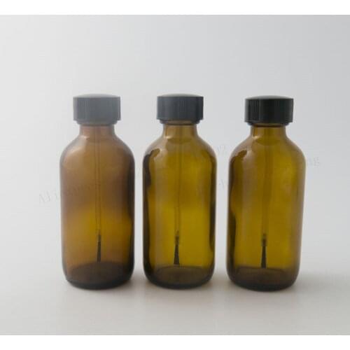 24 X 60ML Empty Amber Glass Nail Polish Bottle with Black Brush Cap 2oz Glass Container Cosmetic Packaging