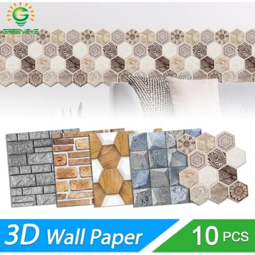 3D Wallpaper DIY Brick stone pattern Self-Adhesive Waterproof 3D Wall Stickers Kitchen Backsplash Bathroom Wall Tile Stickers