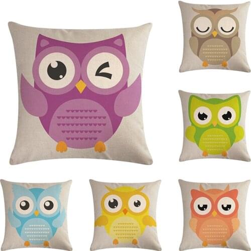 45*45cm Cartoon Owl Cushions Cover Branch Home Decor Linen Pillow Cover Decorative Throw Pillow Covers ZY590
