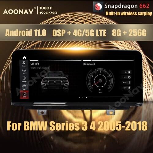 8+256GB Android 11.0 Snapdragon 662 car radio GPS For BMW Series 3 4 F30 F31 F34 F32 F33 F36 2005-2018 multimedia player