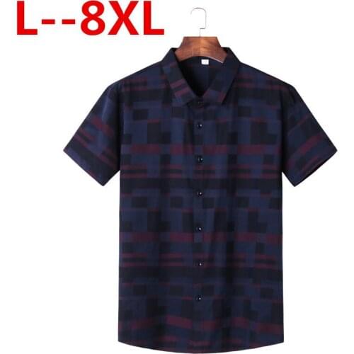 8XL 6XL 5XL Men Shirt Mens Business Casual Shirts New Arrival Men Famous Brand Clothing Plaid Short Sleeve Camisa Masculina