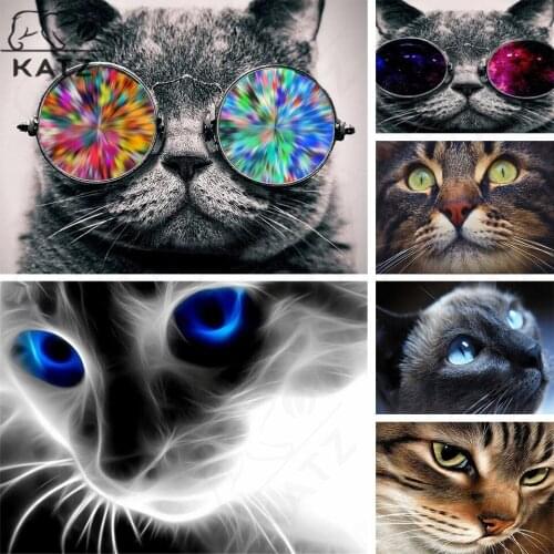 5D Cat Diamond Painting Animal Night Scene Embroidery Crossing Diy Mosaic Art Gift Handmade Cross Stitch Home Decoration