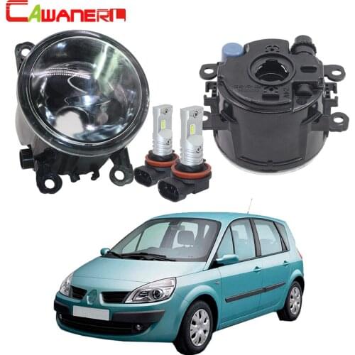 Cawanerl For 2003-2015 Renault Scenic Car Front Fog Light Lampshade +H11 LED / Halogen Lamp DRL Daytime Running Light 12V
