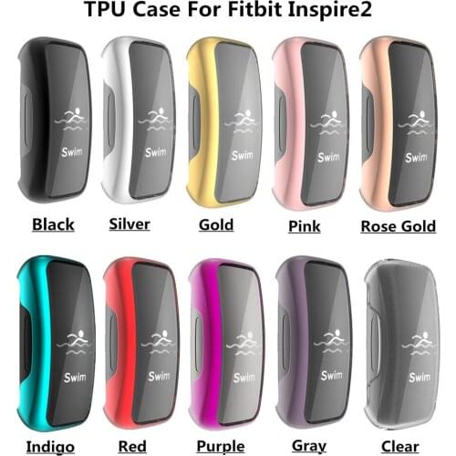 Case for Smart Watch Fitbit Inspire 2 Soft TPU Flexible Cover Scratchproof Anti-fall Bumper Full Protective Shell for inspire 2