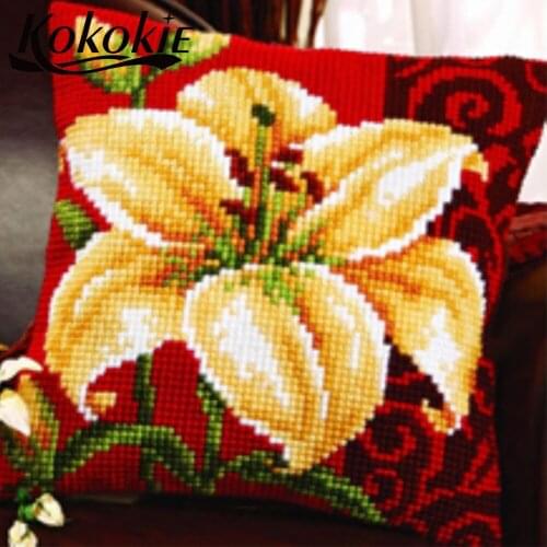 Throw pillow case flower cross stitch cushion embroidery yarn pillowcase Embroider Needlework kits fabric material cushion mat