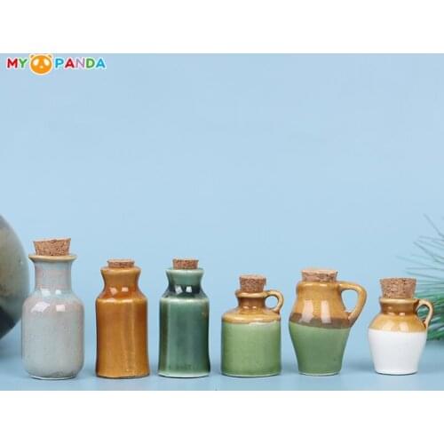 DIY Handmade Doll House Kitchen Ceramic Ornament Decora Dollhouse Miniatures Accessories Porcelain Eating Jar Set 1:12