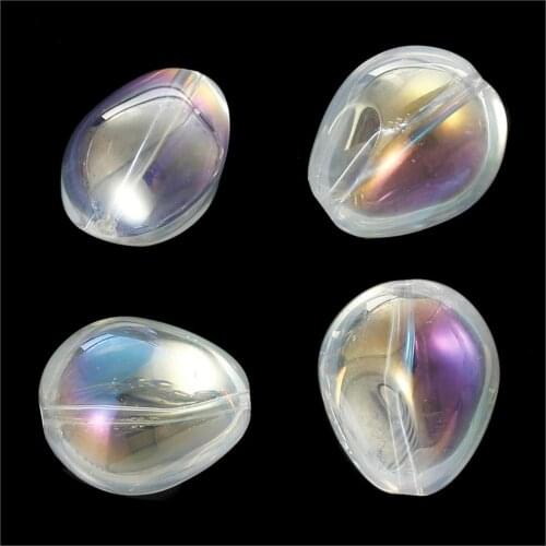 DoreenBeads Glass Loose Beads Teardrop Transparent AB Color About 17mm( 5/8") x 14mm( 4/8"), Hole: Approx 1mm, 2 Pieces