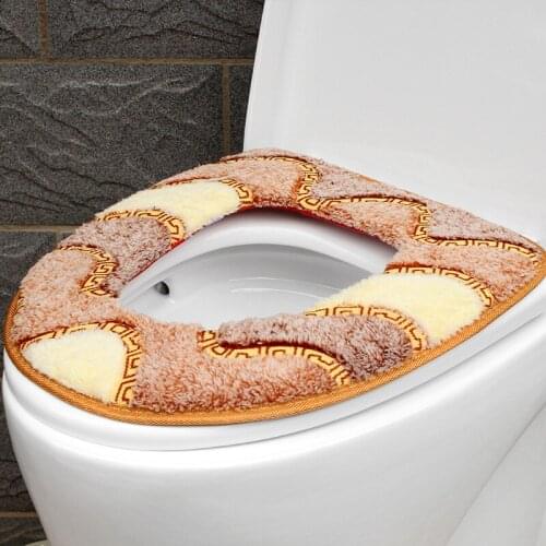 EHEH Fashion Colorful toilet seat case Warm Soft Washable Cover Mat Plush Soft Toilet Seat Pad Cover for Home Decor Closestool