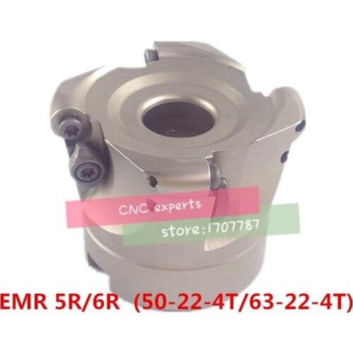 1PCS EMR5R 50-22-4T/EMR5R 63-22-4T/EMR6R 50-22-4T/EMR6R 63-22-4 face mill milling cutter cnc milling tools for round inserts