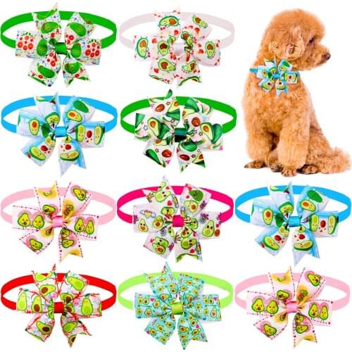 100pcs Handmade Summer Pet Supplies Pet Dog Bow Tie Fruit Style Dog Bowties Pets Dogs Bowties Collar Dog Grooming Products