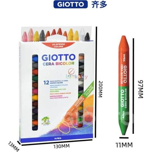 Giotto Wax Pastels Bicolor 12pz 24 Colors Maxi school colouring,Pastelli a cera Bicolor 12pz 24 colori maxi Scuola colorare