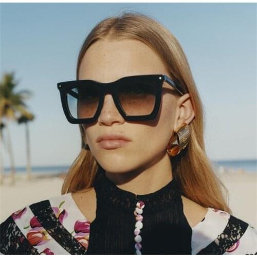 Gradient Black Square Oversized Sunglasses Women 2021 Frace Brand Designer Big Frame Sun Glasses Female Vintage Shades UV400