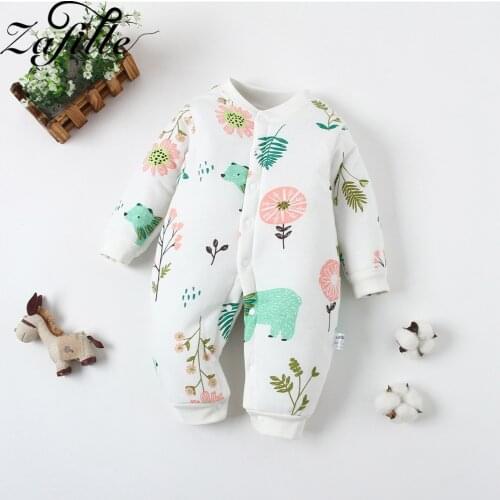 ZAFILLE Winter Jumpsuit For Baby Soft Cotton Dinosaur Print Newborn Baby Clothes Unisex Baby Boy Winter Clothes