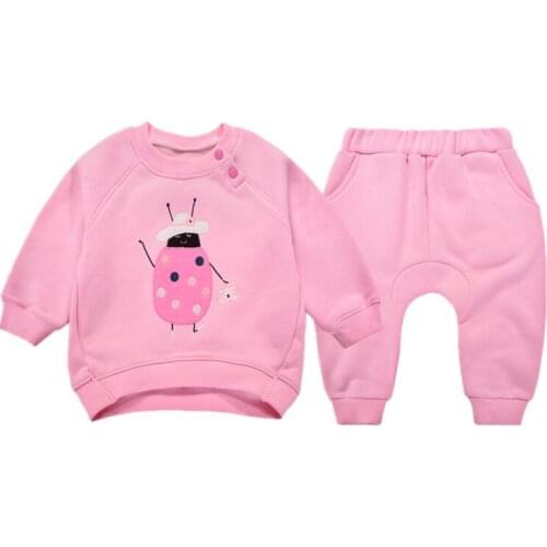 Childrens Set 1-3T Ferrule Fleece Sweatshirts Shirt + Pants Spring Autumn Winter Sportswear Boy Girl Childrens Clothes
