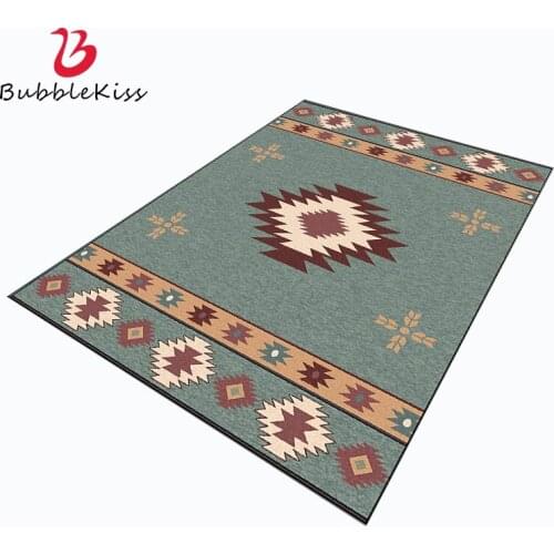 Bubble Kiss Nordic Style Geometric Retro Green Rugs Customized Home Decor Carpets for Living Room Non-slip Soft Kids Room Mat