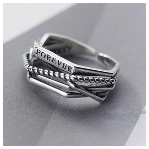 Trendy Simple Letter Rings For Women Lover Engagement Wedding Open Finger Rings Punk Jewelry