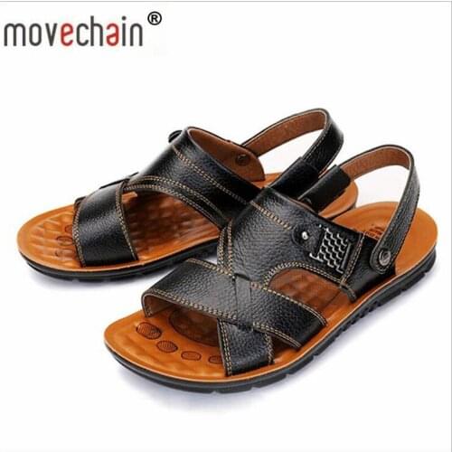 Movechain Mens Leisure Summer Beach Shoes Sandals Mens Trendy Gladiator Sandals Man Non-slip Flats Sizes EU 38-48