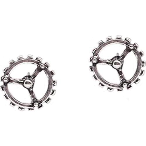 Mens Stud Earrings For Women Hip Hop Rock Simple Gear Shape Ancient Silver Color Hipster Jewelry Wholesale Free Shipping VGE011