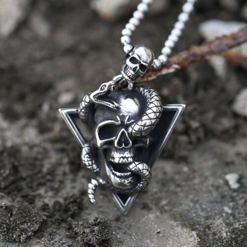 Beier Stainless Steel Medusa-pendentif crâne de serpent collier gothique bijoux Punk Nceklace Jewelry LLBP8-519P