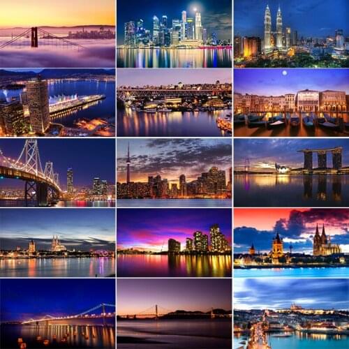 XUEQIXIAOZU 5D Full Round Diamond Painting Embroidery City Night Scene Series Kit YED Furniture Decoration Art Gift