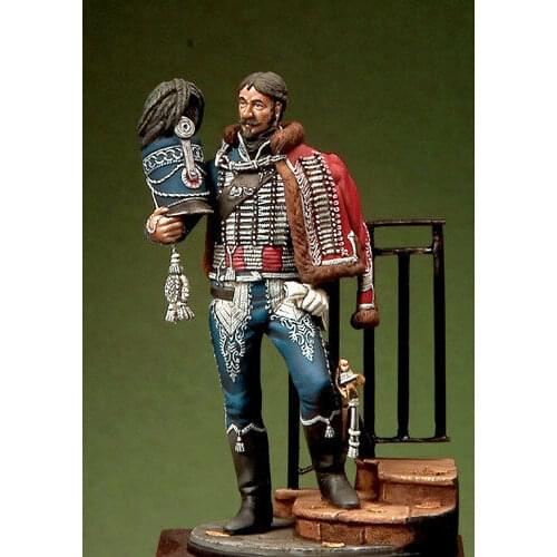 New Unassembled 1/32 54mm ancient GUARD HUSSAR OFFICER with base 54 mm Resin Figure Unpainted Model Kit