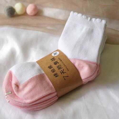 5pairs/Lot Autumn Winter Soft Cotton Girls White School Socks Sweet Kids Floral Princess Pink Dress Socks
