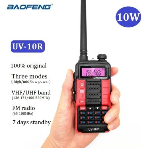 Walkie Talkie 10W Baofeng UV-10R Portable Radio Transceiver VHF UHF Ham CB Radio Stations Update UV-5R Transmitter USB Charger