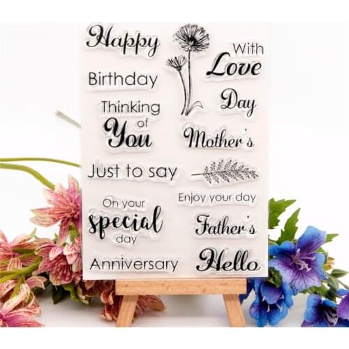 10.4x14.5cm Happy Word Transparent Seal Clear Stamp Silicone Seal TPR Halloween Christmas Roller stamps DIY Scrapbook Album Card