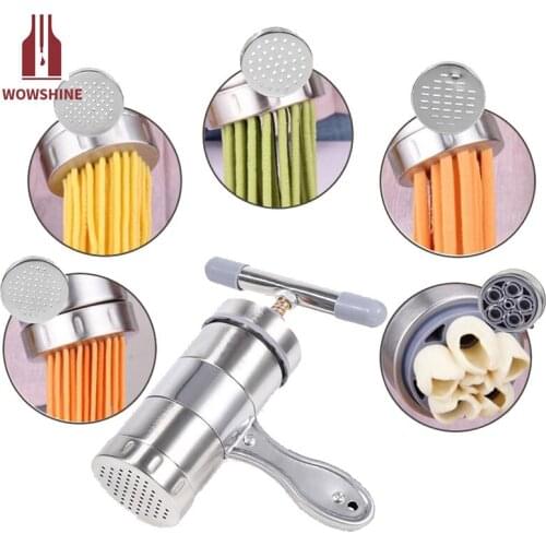 Manual Noodle Maker Press Pasta Machine Crank Cutter Fruits Juicer Cookware With 5 Pressing Moulds Making Spaghetti Kitchenware